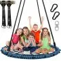Trekassy 750lbs Spider Web Tree Swing 45 inch for Kids Adults with Swivel, 2pcs 10ft Tree Hanging Straps, Steel Frame and Adjustable Ropes