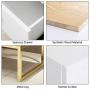 ZZBIQS Wood Nightstand Bedside Table with 2 White Drawers for Storage, Modern Side End Table with Metal Frame Leg for Living Room Bedroom Office Home Furniture (White/Gold)