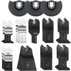 Oscillating Saw Blades, Ohuhu 28PCS Multitool Quick Release Saw Blades Kit, Metal Wood Plastic Oscillating Tool Blades, for Sanding, Grinding and Cutting