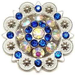 Berry Conchos with Screws Metal Flower Rhinestone Conchos 12 Pieces