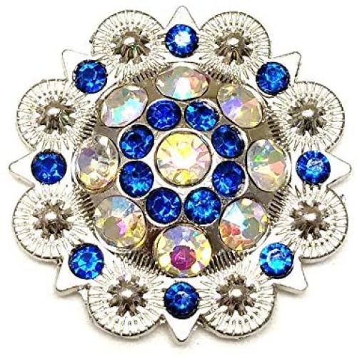 Berry Conchos with Screws Metal Flower Rhinestone Conchos 12 Pieces