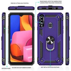 Galaxy A20S Case (Not Fit Galaxy A20/A20E) with HD Screen Protector, Gritup [Military Grade] 360 Degree Rotating Metal Ring Holder Kickstand Armor Bracket Cover Phone Case for Samsung A20S Purple