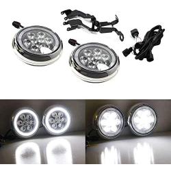 iJDMTOY Chrome Finish LED Rally Driving Lights Compatible With MINI Cooper w/Halo Ring LED Daytime Running Lights, Powered by (9) High Power 3W LED Lights As Driving Lamps & (30) LED Lights as DRL