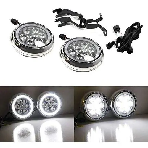 iJDMTOY Chrome Finish LED Rally Driving Lights Compatible With MINI Cooper w/Halo Ring LED Daytime Running Lights, Powered by (9) High Power 3W LED Lights As Driving Lamps & (30) LED Lights as DRL iJDMTOY Chrome Finish LED Rally Driving Lights Compatible With MINI Cooper w/Halo Ring LED Daytime Running Lights, Powered by (9) High Power 3W LED Lights As Driving Lamps & (30) LED Lights as DRL