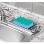 mDesign Metal 2-Piece Sink Tray Caddy for Kitchen Countertops - Removable Grid Insert for Sponges, Scrubbers, Bar Soap, Cleaning Tools - Drainage Grid with Tray - 2 Pack - Brushed Stainless Steel