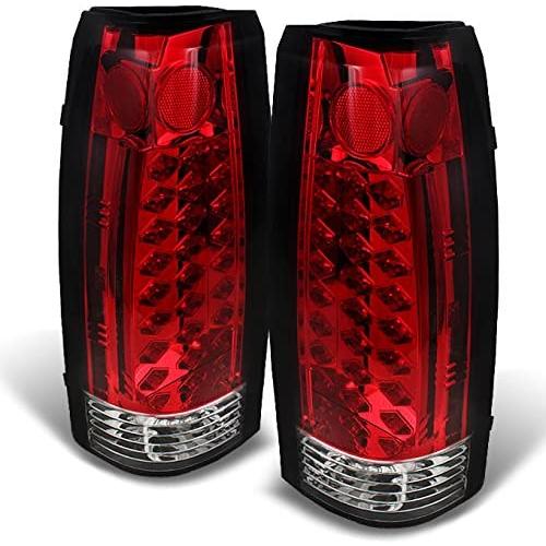 For 88-98 Chevy C/K Series Pickup Truck GMC Sierra Rear Red Clear LED Tail Lights Brake Lamps Pair