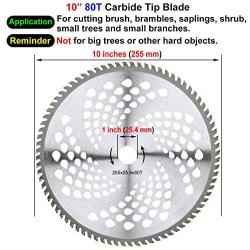 Joalxy 10'' 80T Carbide Tip Blade + 10'' 40T Mn-Steel Blade, Metal Blades with Washers for Brush Cutter Trimmer Weed Eater