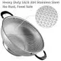 18/8 Stainless Steel Colander, Easy Grip Micro-Perforated 5-Quart Colander, Strainer with Riveted and Heat Resistant Handles, BPA Free. Great for Pasta, Noodles, Vegetables and Fruits 18/8 Stainless Steel Colander, Easy Grip Micro-Perforated 5-Quart Colander, Strainer with Riveted and Heat Resistant Handles, BPA Free. Great for Pasta, Noodles, Vegetables and Fruits