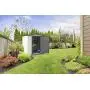 Arrow 6 x 5 EZEE Galvanized Steel Low Gable Shed Cream with Charcoal, Storage Shed with Peak Style Roof Arrow 6 x 5 EZEE Galvanized Steel Low Gable Shed Cream with Charcoal, Storage Shed with Peak Style Roof