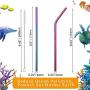VEHHE Metal Straws Stainless Steel Straws 8.5'' Drinking Straws Reusable 4 Set - Rainbow Color-Cleaning Brush for 20/30 Oz for Yeti RTIC SIC Ozark Trail Tumblers (2 Straight|2 Bent|1 Brush)