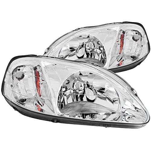 Anzo USA 121179 Honda Civic Chrome With Amber Reflectors Headlight Assembly - (Sold in Pairs)