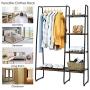 Tangkula Metal Garment Rack, Free Standing Closet Storage Organizer w/ 5 Shelves & Hanging Bar, Open Wardrobe Rack for Hanging Clothes and Storage, Clothes Rack for Bedroom Living Room Entryway