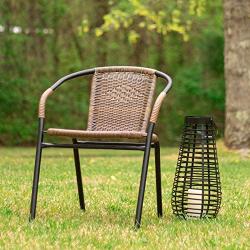 Flash Furniture Medium Brown Rattan Indoor-Outdoor Restaurant Stack Chair