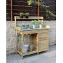 Convenience Concepts Deluxe Potting Bench with Cabinet, Natural Fir