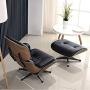 Mid Century Lounge Chair and Ottoman, Modern Chair Classic Design, Top Grain Leather Palisander Wood, Heavy Duty Base Support for Living Room, Study, Lounge, Office