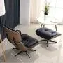 Mid Century Lounge Chair and Ottoman, Expanded Size Classic Modern Chair, Top Grain Leather Palisander Wood, Heavy Duty Base Support for Living Room, Study, Lounge, Office