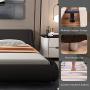 Amolife Upholstered Queen Bed Frame/Deluxe Solid Modern Platform Bed/Mattress Foundation/Faux Leather Queen Size Bed Frame with Adjustable Headboard and Slat Support, Black