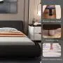 Amolife Upholstered Queen Bed Frame/Deluxe Solid Modern Platform Bed/Mattress Foundation/Faux Leather Queen Size Bed Frame with Adjustable Headboard and Slat Support, Black Amolife Upholstered Queen Bed Frame/Deluxe Solid Modern Platform Bed/Mattress Foundation/Faux Leather Queen Size Bed Frame with Adjustable Headboard and Slat Support, Black