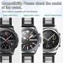 HATALKIN Compatible with Samsung Galaxy Watch 3 Band Bands 45mm Accessories Stainless Steel Metal Replacement Strap for Galaxy Smart Watch3 45mm/Galaxy Watch 46mm/Gear S3 Frontier Men Women (Black/Silver)