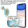 KINGXBAR Marble AirPods Pro Case with Protective Luxury Metal Plated Frame Shockproof Hard Cover AirPods Pro Accessories with Keychain for Apple AirPod Pro Charging Case Blue