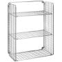 mDesign Tall Metal Wire Farmhouse Wall Decor Storage Organizer Shelf with 3 Levels for Bathroom, Entryway, Hallway, Mudroom, Bedroom, Laundry Room - Wall Mount - Chrome