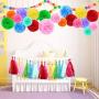 Happy Birthday Decorations, Rainbow Birthday Party Decorations, Birthday Paper Tissue Pom Pom, Tassel Garland