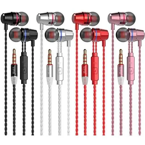 VPB Corded Earbuds HiFi Dynamic Earphones with Deep Bass Driven Noise Isolation Metal Cavity Compatible with iPhone iPad Samsung LG Tablet with Mic (4 Pairs+Microphone) VPB Corded Earbuds HiFi Dynamic Earphones with Deep Bass Driven Noise Isolation Metal Cavity Compatible with iPhone iPad Samsung LG Tablet with Mic (4 Pairs+Microphone)