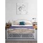 Kealive Vintage White Metal Bed Frame with Headboard, Wrought Iron Platform Bed Frame, Iron Pipe Bed Frame, No Box Spring Needed, Under Bed Storage, Queen