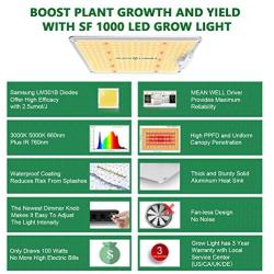 Spider Farmer Grow Tent Kit Complete SF-1000 Dimmable Full Spectrum LED Grow Light Samsung Diodes & MeanWell Driver 27” X 27” X 62”Growing Tent 4 Inch Fan Filter Combo Setup Package System Veg Flower