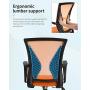 Home Office Chair Mid Back PC Swivel Lumbar Support Adjustable Desk Task Computer Ergonomic Comfortable Mesh Chair with Armrest (Orange)