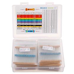 BOJACK 50 Values 1350 Pcs Resistor Kit 0 Ohm-5.6M Ohm with 1% 1/4W Metal Film Resistors Assortment