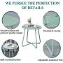 Small Metal Side Table, Outdoor Patio Side Table Round Coffee Table for Porch, Yard, Balcony, Garden (Mint Green)