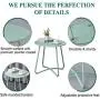 Small Metal Side Table, Outdoor Patio Side Table Round Coffee Table for Porch, Yard, Balcony, Garden (Mint Green)