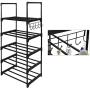 DazHom 5-Tier Shoe Rack Storage Organizer, Stackable Shoe Tower Shoe Racks, Closet Portable Organizer Shoe Shelf Space Saving, Durable Metal Shoe Shelves Holds 10 Pairs, Black