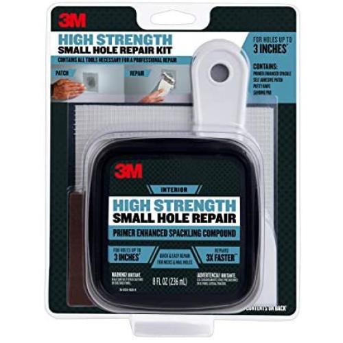 3M High Strength Small Hole Repair Kit with 8 fl. oz Spackling Compound, Self-Adhesive Patch, Putty Knife, and Sanding Pad