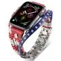 Wetheband American Flag Band Compatible for Apple Watch 42mm 44mm, Us Flag Genuine Leather Bands with Stainless Steel Metal Clasps, Replacement Handmade Strap for iWatch Series 5/4/3/2/1