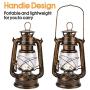 Vintage LED Hurricane Lantern with Dimmer Switch and 15 LEDs, Warm White Electric Kerosene Lamp Battery Operated, Hand-Painted Gold Metal Hanging Lantern for Indoors and Outdoor