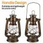 Vintage LED Hurricane Lantern with Dimmer Switch and 15 LEDs, Warm White Electric Kerosene Lamp Battery Operated, Hand-Painted Gold Metal Hanging Lantern for Indoors and Outdoor