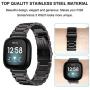 KOREDA Compatible with Fitbit Versa 3/Fitbit Sense Bands Sets, 2 Pack Stainless Steel Metal Band + Mesh Loop Replacement Bracelet Wristband Strap for Fitbit Versa 3/Sense Smartwatch (Black)