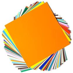 Permanent Adhesive Backed Vinyl Sheets by EZ Craft USA - 12'' x 12'' - 40 Sheets Assorted Colors Works with Cricut and Other Cutters