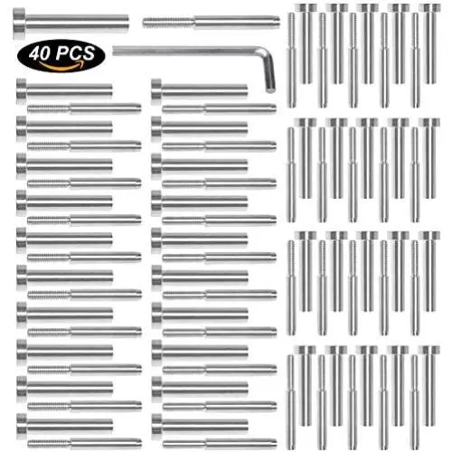 CKE 40 Pack Stainless Steel Invisible Receiver and Swage Stud End for 3/16 Inch Cable Railing, Deck Stair Threaded End Fitting for Wood & Metal Post