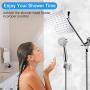 Kaqinu Shower Head , 8 High Pressure Rainfall Shower Head / Handheld Showerhead Combo with 11” Extension Arm, Anti-leak Shower Head with Holder/ Hose, Flow Regulator, Chrome