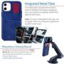 Dockem iPhone 12 Mini Wallet Case: Built-in Metal Plate for Magnetic Mounting & 1 Credit Card Holder (5.4'' Exec M2, Smooth Synthetic Leather, Navy Blue)