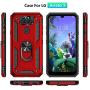 PUSHIMEI Compatible for LG Aristo 5/K8X/Phoenix 5/Fortune 3/Tribute Monarch/Risio 4 case,Military Grade Protection Phone Case Cover with HD Screen Protector Magnetic Ring Kickstand (Black)