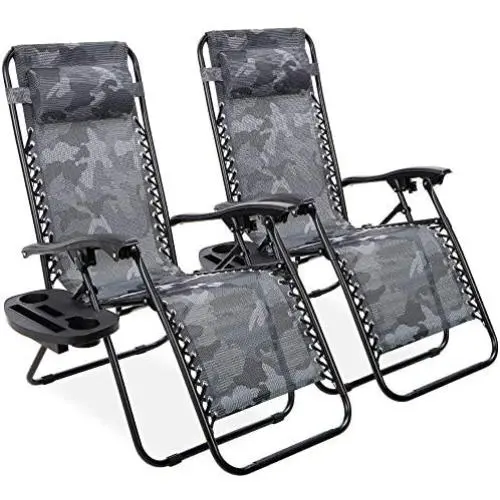 Best Choice Products Set of 2 Adjustable Steel Mesh Zero Gravity Lounge Chair Recliners w/Pillows and Cup Holder Trays, Camoflage Best Choice Products Set of 2 Adjustable Steel Mesh Zero Gravity Lounge Chair Recliners w/Pillows and Cup Holder Trays, Camoflage