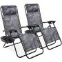 Best Choice Products Set of 2 Adjustable Steel Mesh Zero Gravity Lounge Chair Recliners w/Pillows and Cup Holder Trays, Camoflage