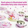 Lucy Locket Fairy Tale Metal Tea Set & Carry Case Toy (14 Piece Pink Tea Set for Children)