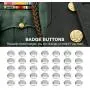 Button Parts for Badge, 1000Pcs 32mm Metal Round Backpin Button Set Top/Bottom Cover Clip Pin Button Parts Supplies for Pro Badge Maker Machine