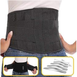 Abahub Lumbar Lower Back Brace and Support Belt with Dual Adjustable Straps, Helps Relief Pain with Sciatica, Scoliosis, Herniated, Black Large