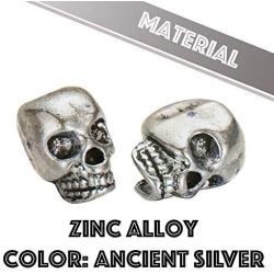 150PCS Antique Tibet Silver Skeleton Skull Metal Spacer Beads, Halloween Bead Great DIY Jewelry Making Crafts Accessories for Necklace, Bracelets and Earrings Making 4mm Hole